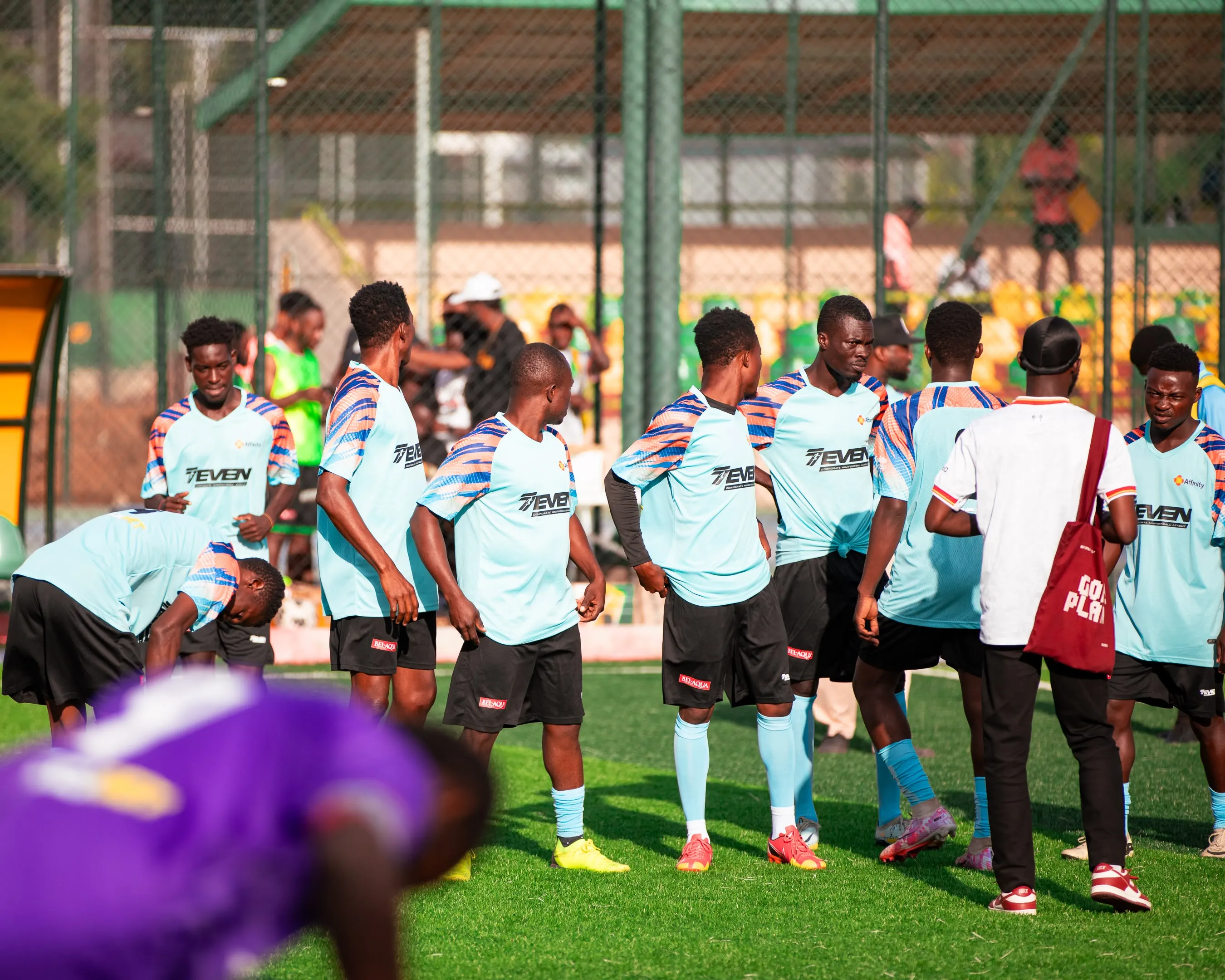 A 7even Sports team in club kit before kick-off